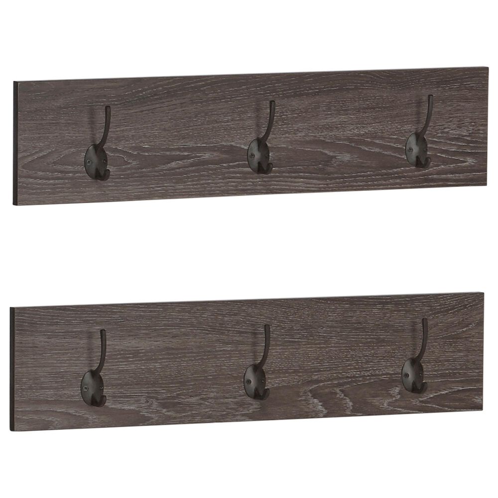 RiverRidge Home Afton 3-Hook Rack in Dark Weathered Woodgrain (Set of 2), , large