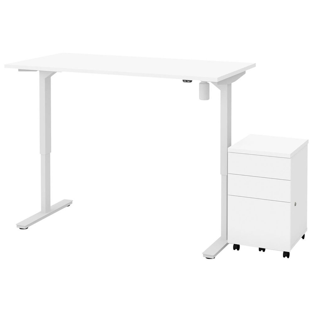 Bestar 2-Piece Adjustable Table Set in White, , large