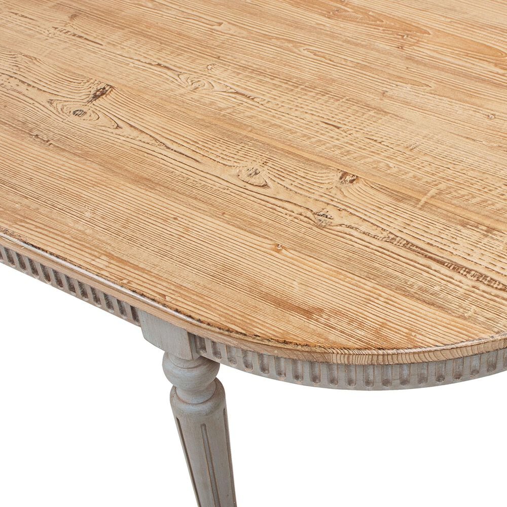 Jennifer Taylor Home Colette Oval Dining Table in Antique Natural Brown and Antique Blue-Grey - Table Only, , large