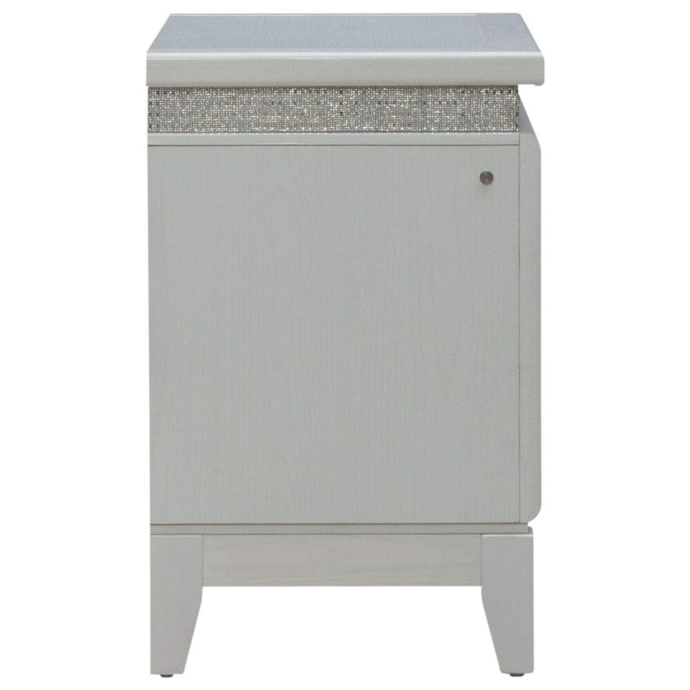 Belle Furnishings Reflections 2-Drawer Nightstand in Pearl White and Rhinestone, , large
