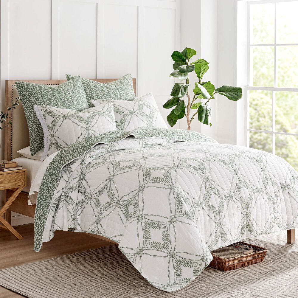 Levtex Kemala Sage 3-Piece Full/Queen Quilt Set in Sage and Cream, , large