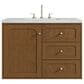 James Martin Laurent 36" Single Bathroom Vanity in Honey Oak with 3 cm Ethereal Noctis Silestone Top and Rectangular Sink, , large