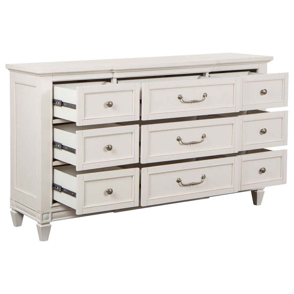 Nicolette Home Willowbrook King Panel Bed with Dresser and Nightstand in Egg Shell White, , large
