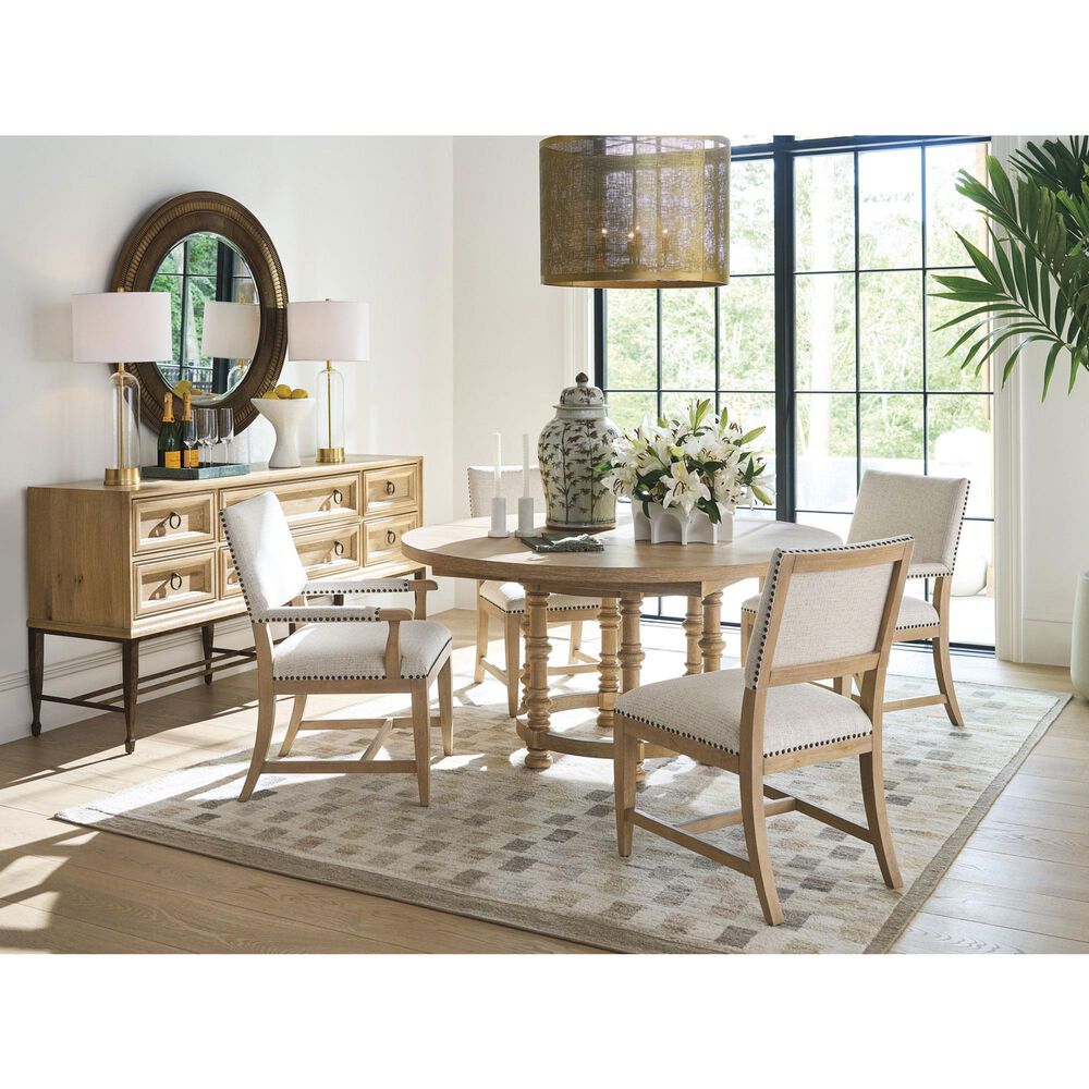 Lexington Home Brands Montecito Colburn Arm Chair with Seabridge Cushion in Light Chestnut and Ivory, , large