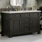 James Martin Vanities Brookfield 60" Single Bathroom Vanity in Black Onyx with 3 cm Victorian Silver Quartz Top and Rectangular Sink, , large