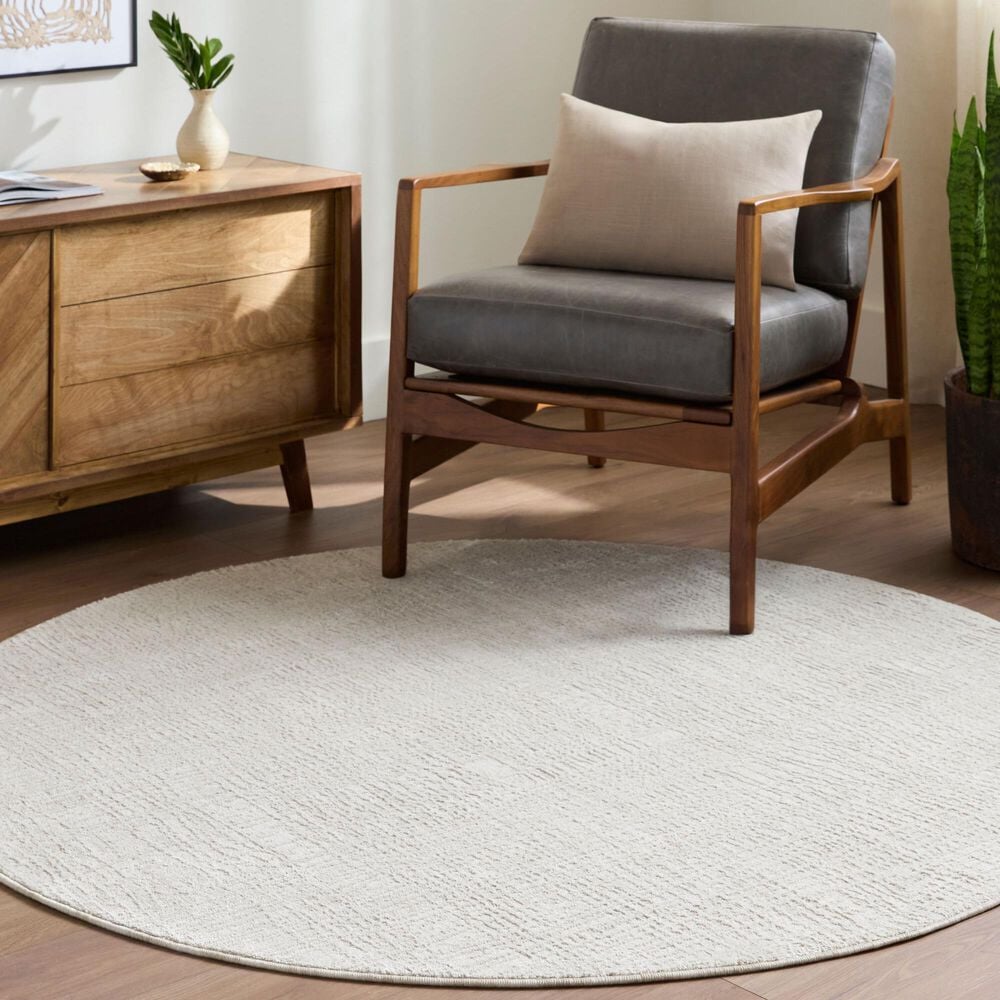 Surya Gakko Charcoal, Ivory, Cream and Tan 5&#39;3&quot; Round Area Rug, , large