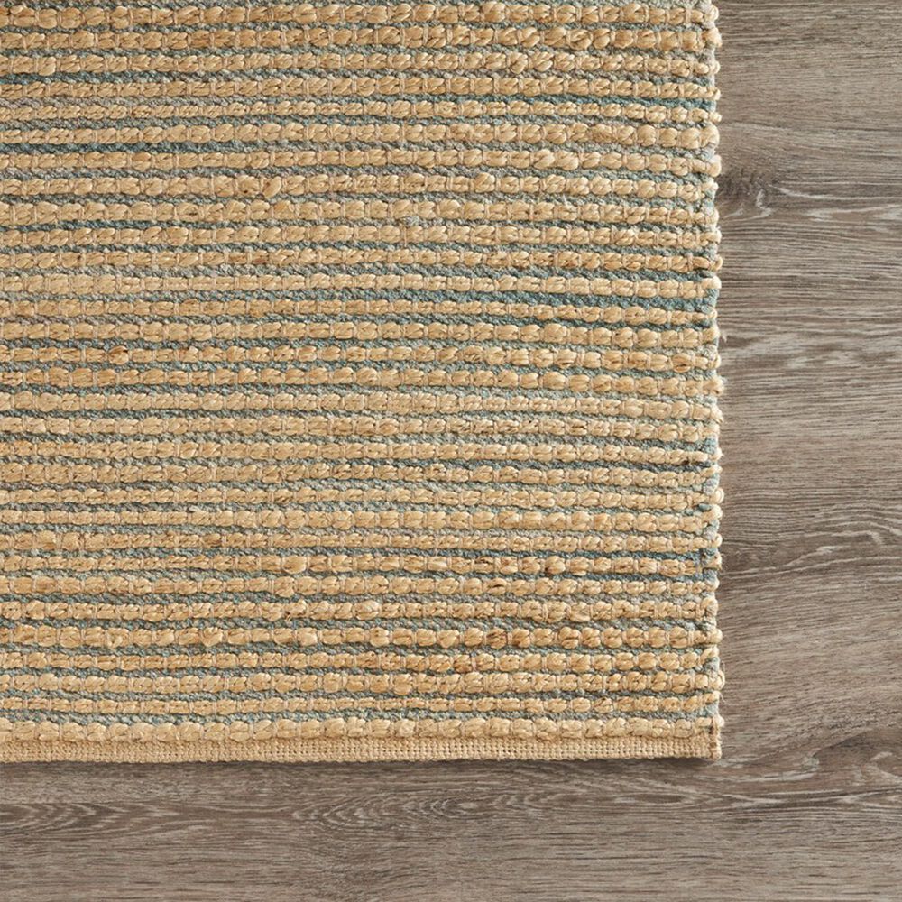 L&amp;R Resources Natural Fiber Striped Spa Blue 5' x 7'9" Area Rug, , large