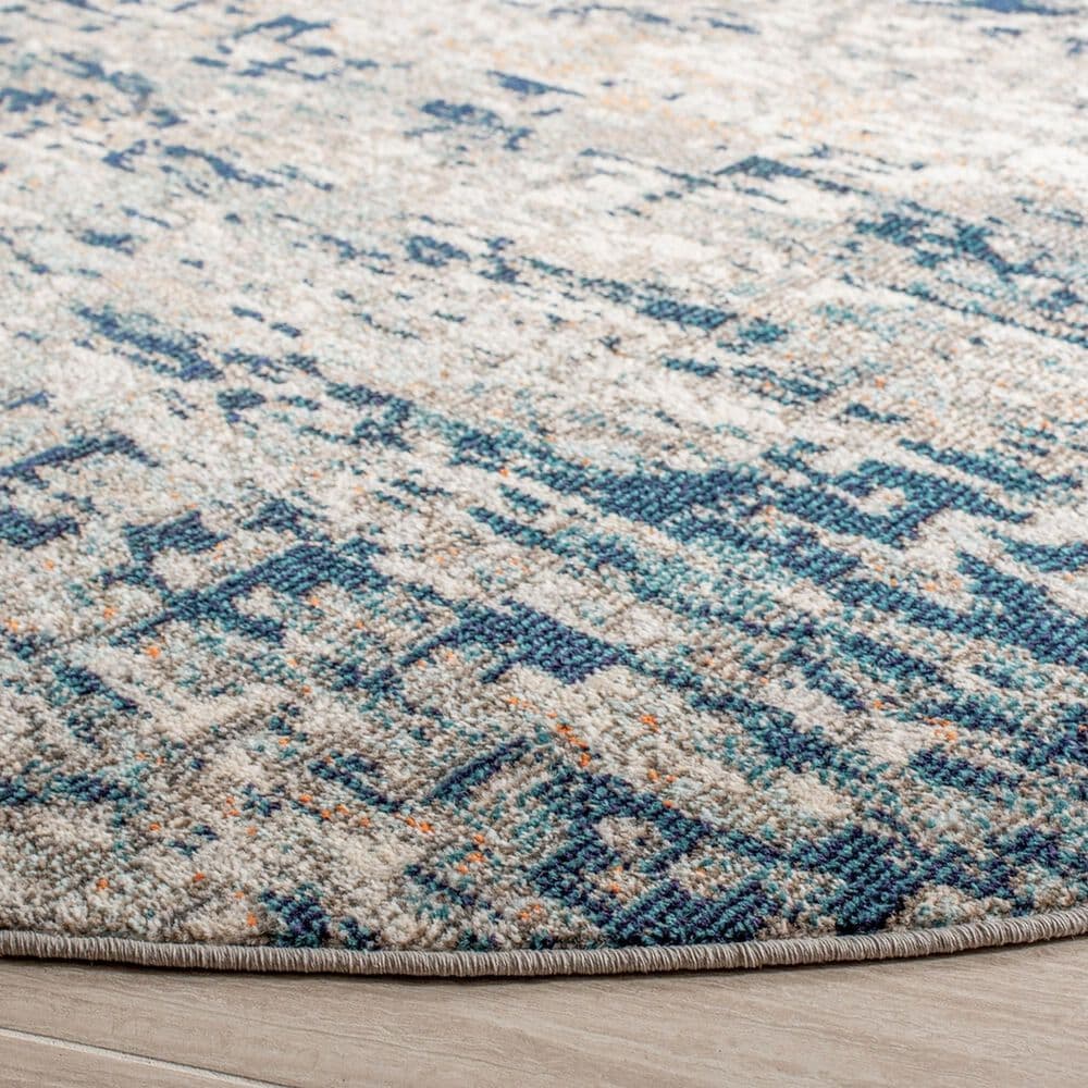 Safavieh Madison Grey and Blue 8&#39; Round Area Rug, , large