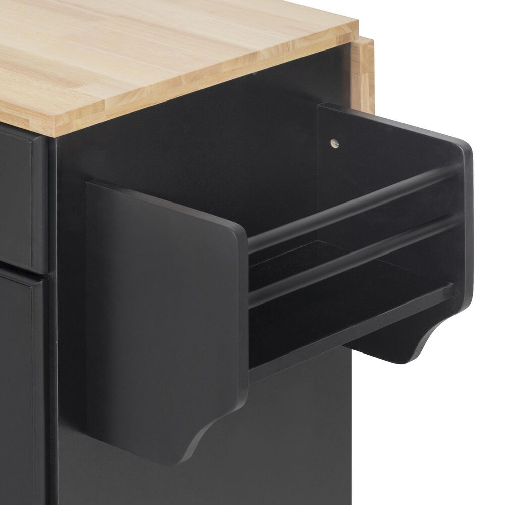 HOMLUX 59.3'' Kitchen Island with Trash Can Storage in Black and Natural, , large