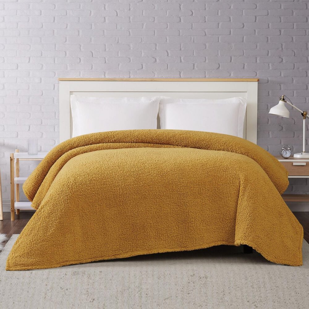 Pem America Brooklyn Loom Marshmallow King Blanket in Mustard, , large