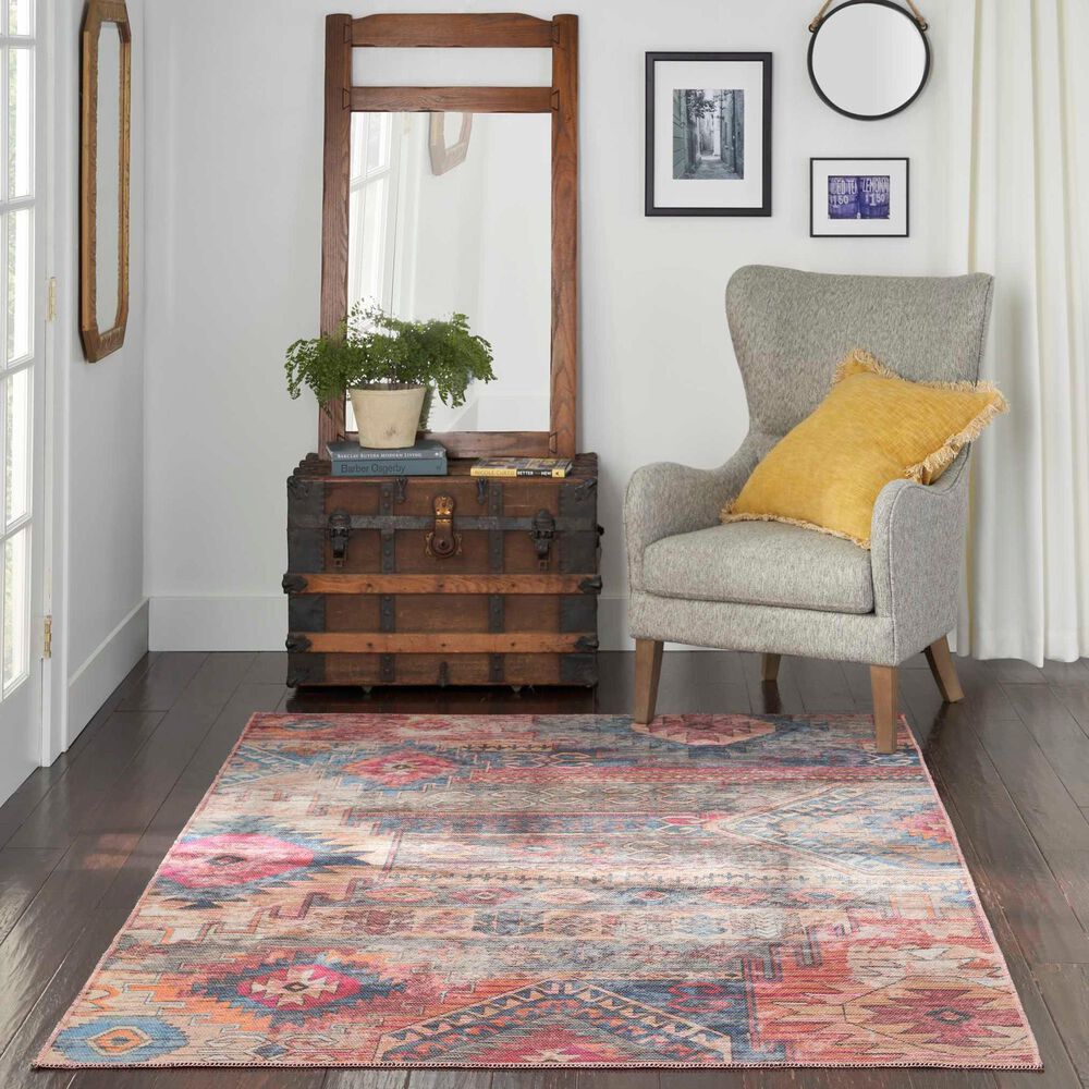 57 Grand by Nicole Curtis Series 1 5&#39;3&quot; x 7&#39;3&quot; Blue, Green and Ivory Area Rug, , large