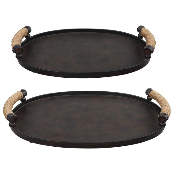 Uttermost Viggo Tray in Bronze and Natural (Set of 2)