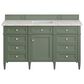 James Martin Vanities Brittany 60" Single Bathroom Vanity in Smokey Celadon with 3 cm Eternal Jasmine Pearl Quartz Top and Rectangular Sink, , large