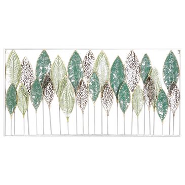 Maple and Jade 24" x 48" Leaves Wall Decor in Green, Gold and Silver, , large