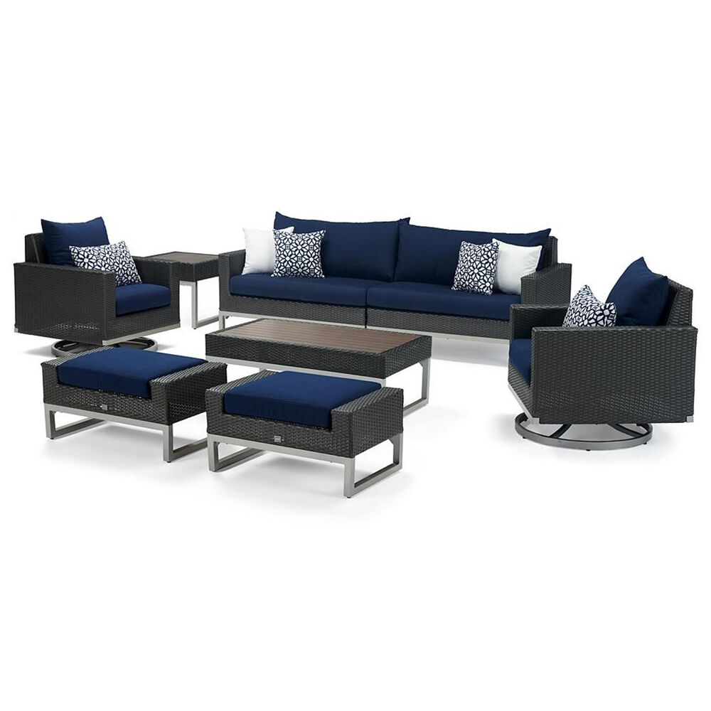 RST Brands Milo 8-Piece Sunbrella Patio Motion Seating Set in Navy Blue, , large