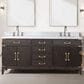Lexora Home Laurel 72" Double Bathroom Vanity in Brown Oak with White Carrara Marble Top and Rectangular Sinks, , large