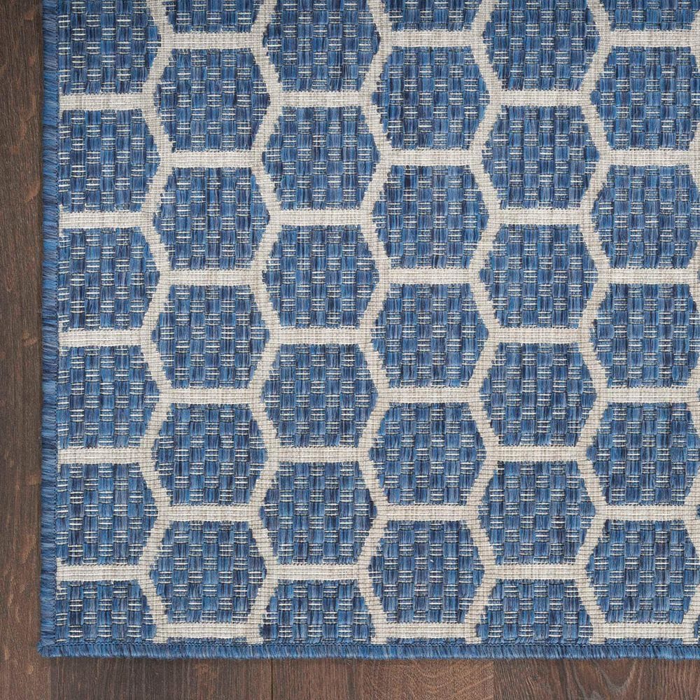Nourison Twist Reversible 2&#39;2&quot; x 10&#39; Blue Indoor/Outdoor Runner, , large