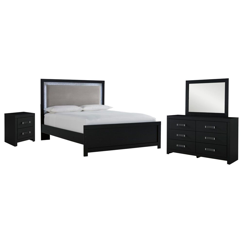 Ashley Maeling 4 Piece Queen Panel Bedroom Set in Matte Black, , large