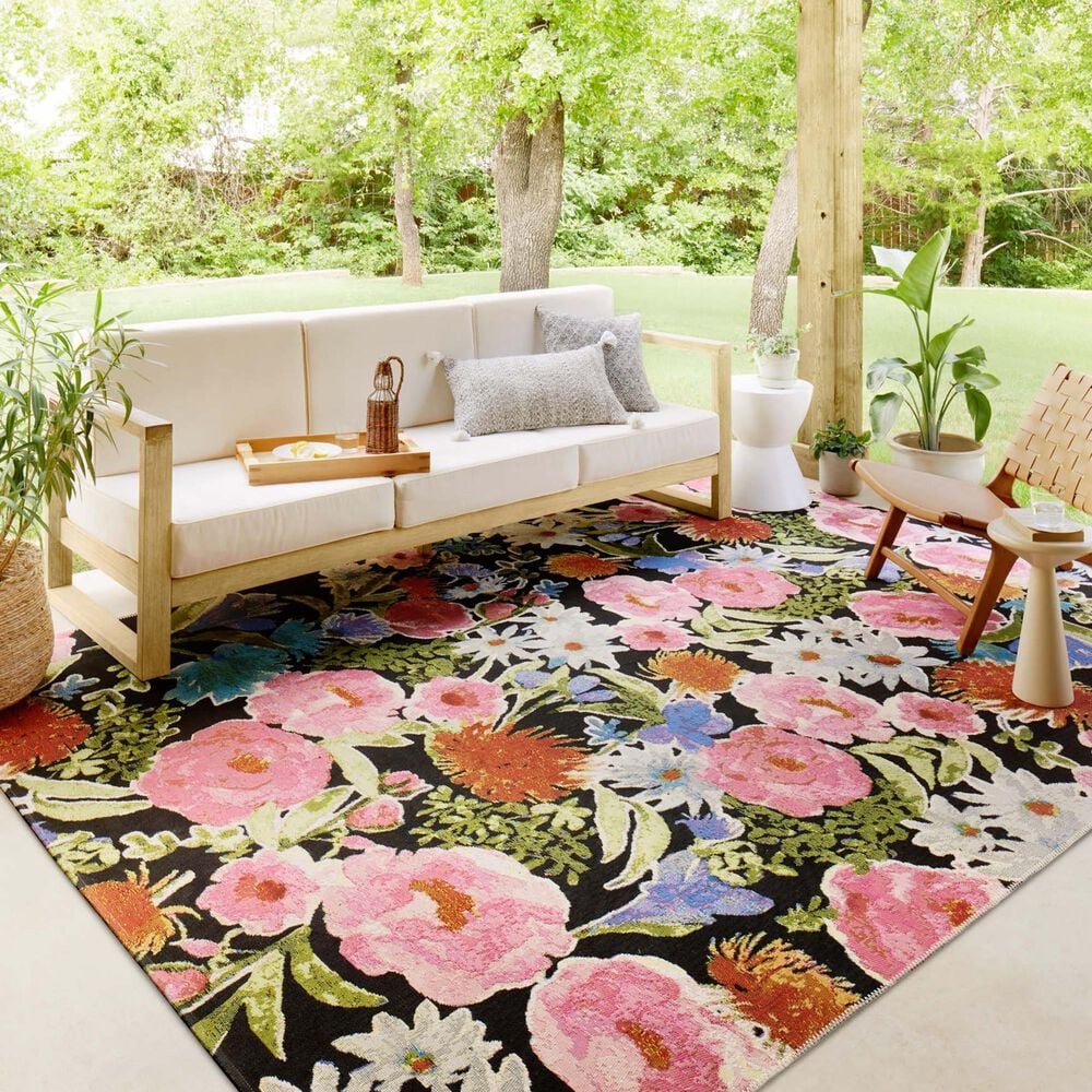 Loloi II Botanical 6&#39;7&quot; x 9&#39;4&quot; Black and Multicolor Area Rug, , large