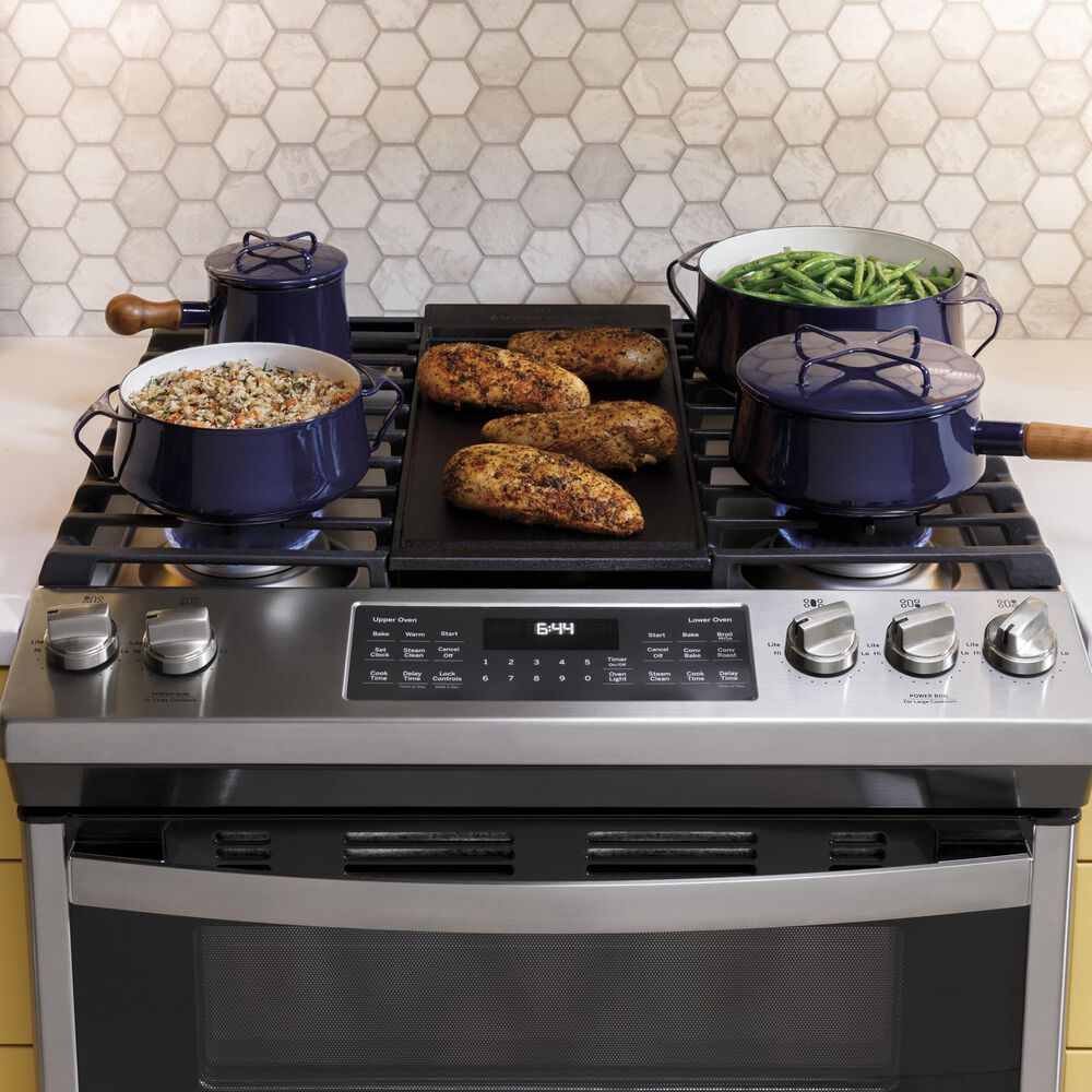 GE Appliances 30&quot; Slide-In Front-Control Gas Double Oven Range in Stainless Steel, , large