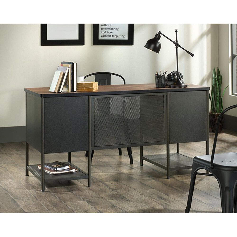 Sauder Boulevard Cafe Executive Desk in Vintage Oak and Black, , large