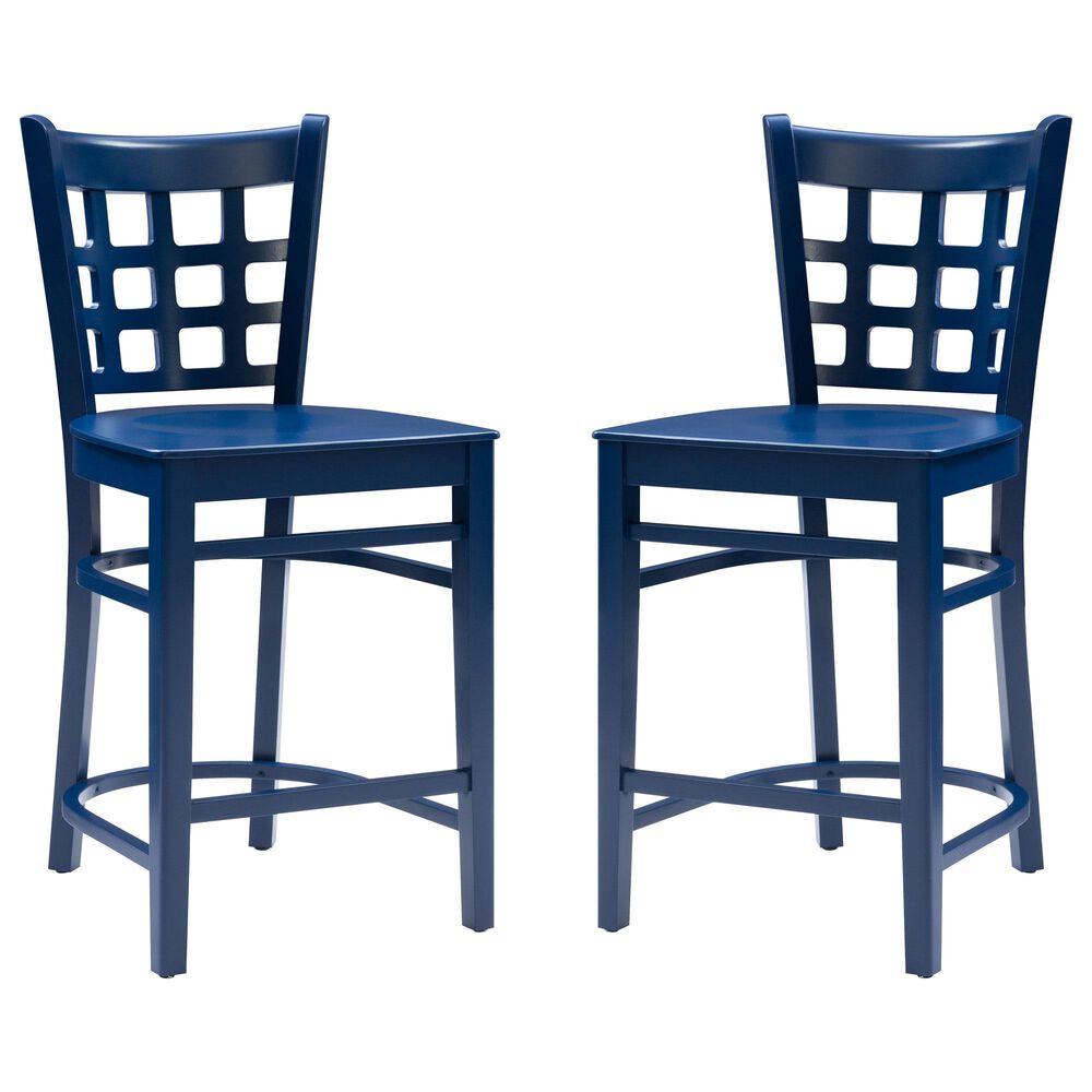 Linon Home Decor Lola Counter Stool in Navy Blue (Set of 2), , large