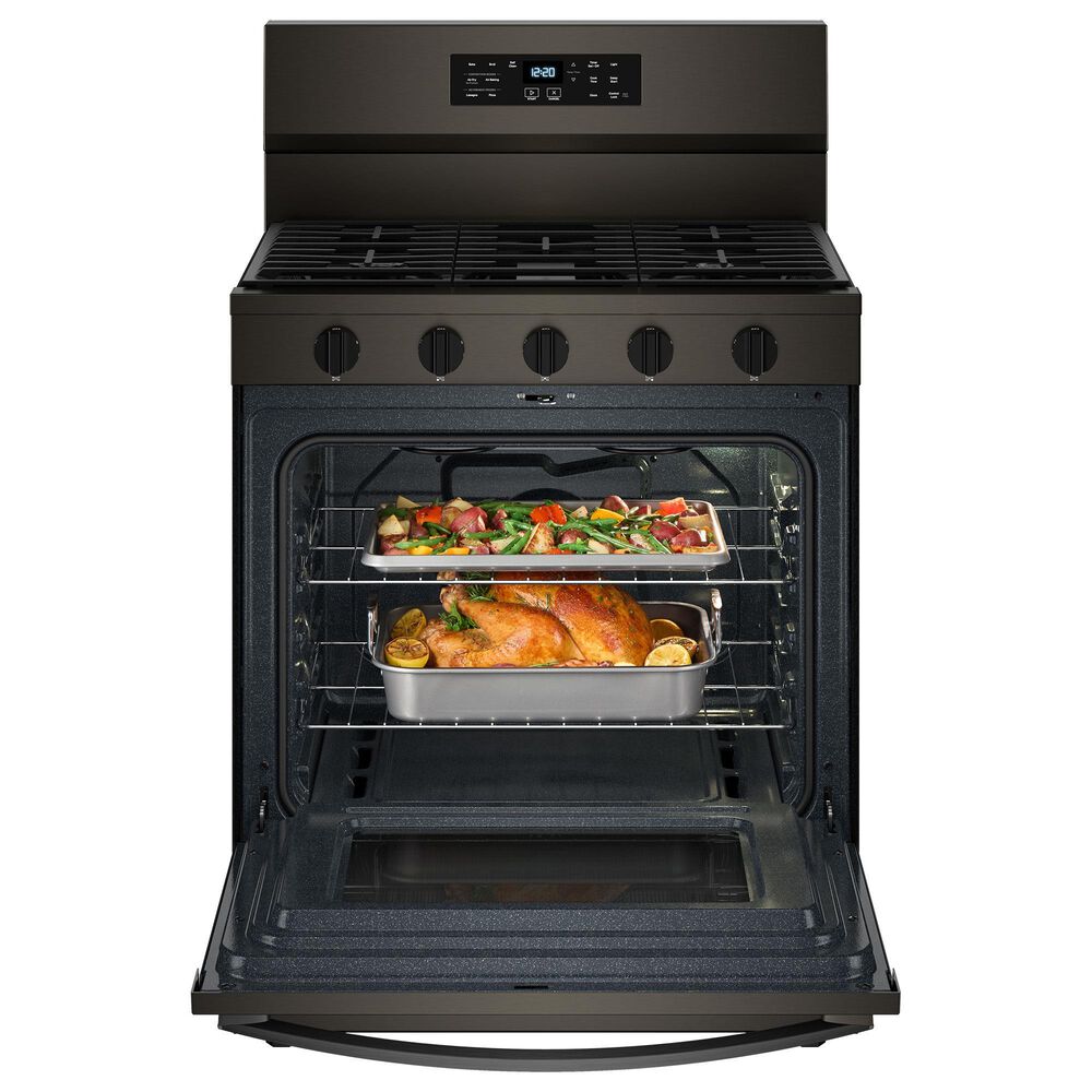 Whirlpool 5.0 Cu. Ft. Freestanding Gas Range with Air Cooking Technology in Black Stainless Steel, , large