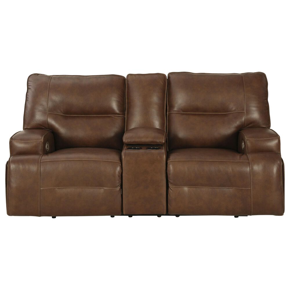 Ashley Francesca Power Reclining Loveseat with Console in Auburn, , large