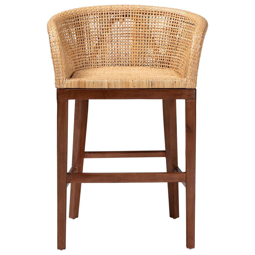 Baxton Studio Papua Counter Stool in Natural Brown and Walnut Brown, , large