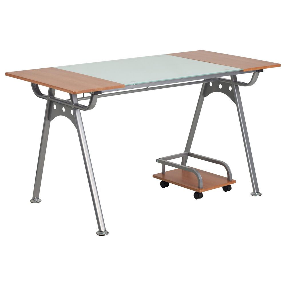 Flash Furniture Desk in Light Wood and Glass, , large