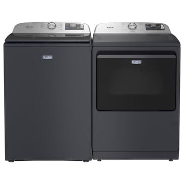 Maytag 5.3 Cu. Ft. Smart Pet Pro Top Load Impeller Washer and 7.4 Cu. Ft. Electric Smart Top Load Dryer Laundry Pair in Midnight Steel, , large