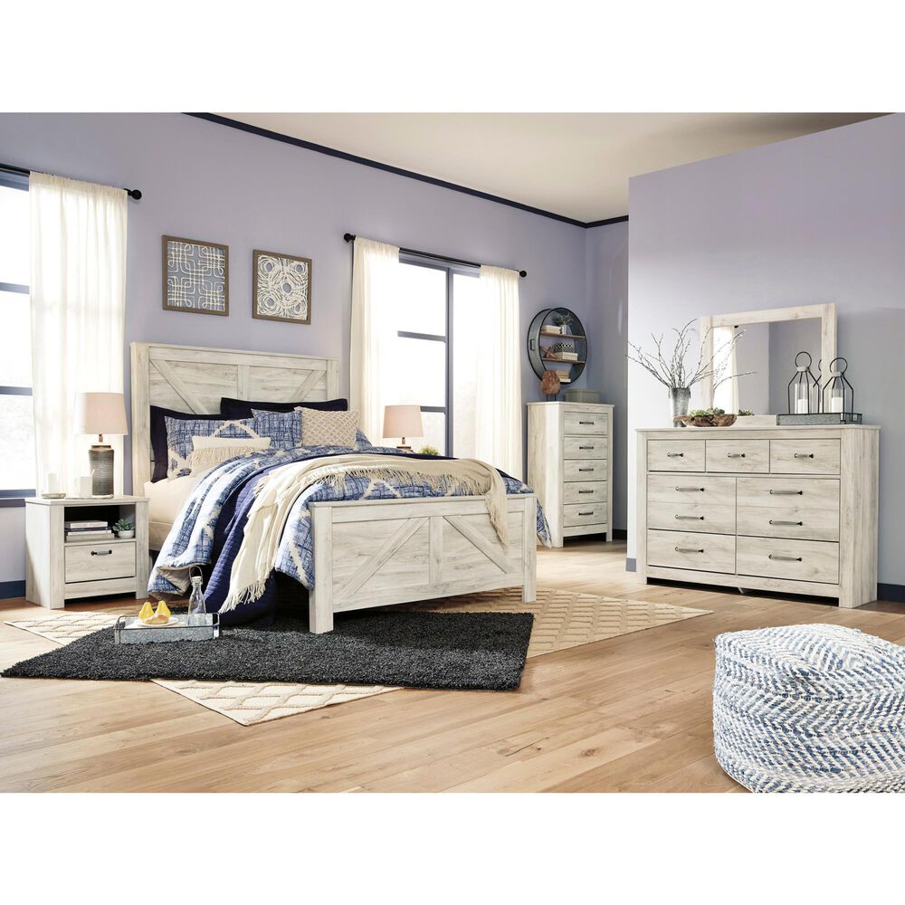 Ashley Bellaby 5-Piece Queen Panel Bedroom Set in Whitewash, , large