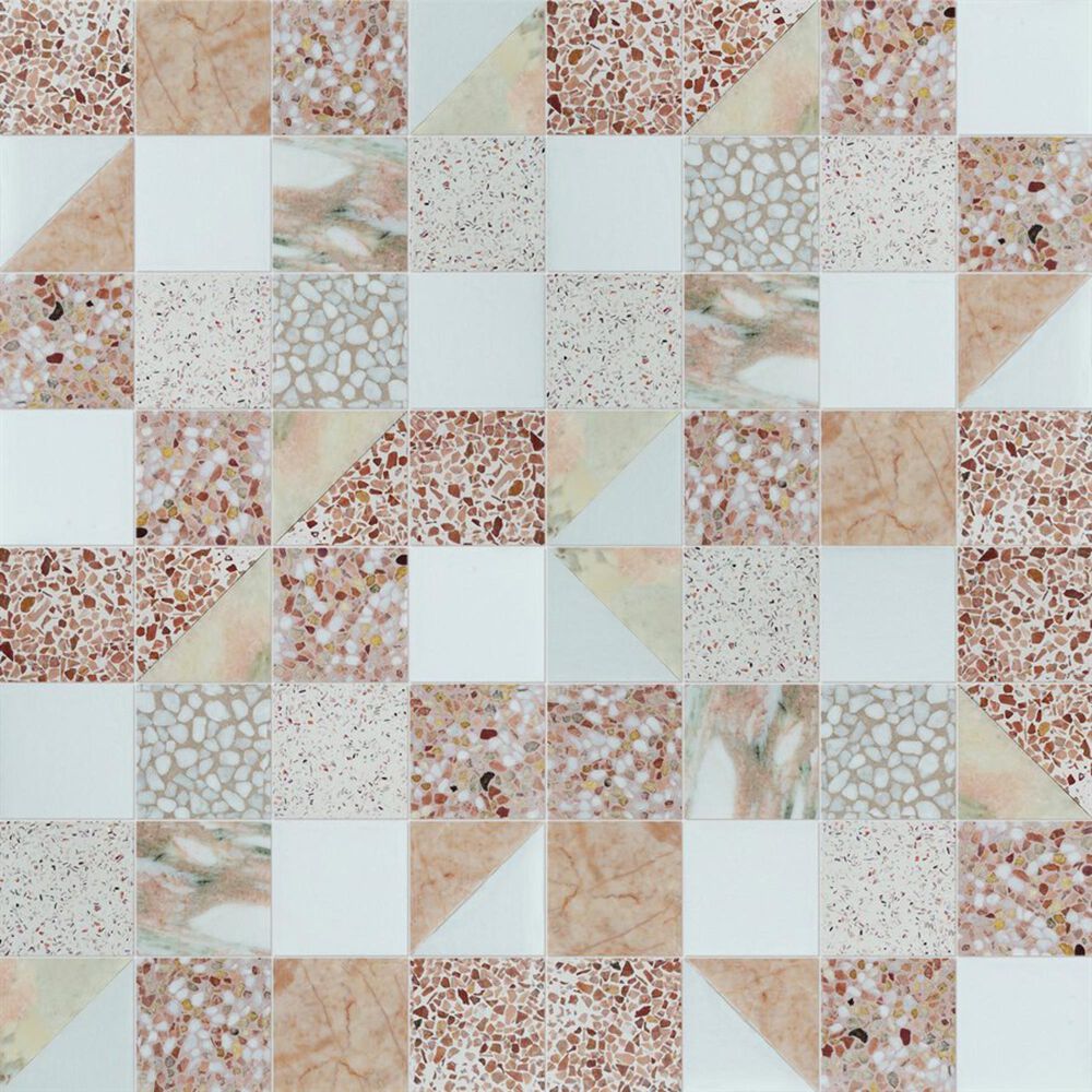 Soho Studio Elizabeth Sutton Terrazzi Flamingo 2.87" x 2.87" on 11.81" x 11.81" Mosaic Sheet, , large