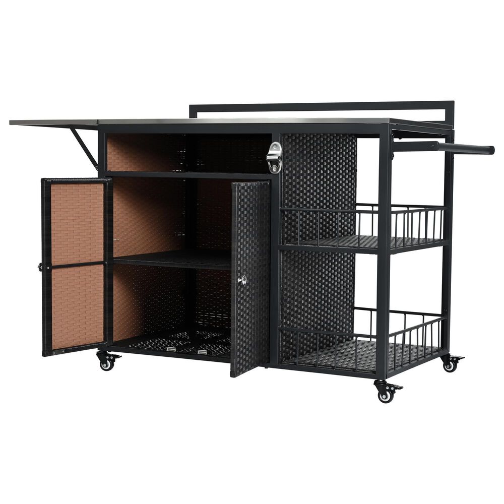 Hearth and Haven Patio Serving Cart in Dark Brown, , large