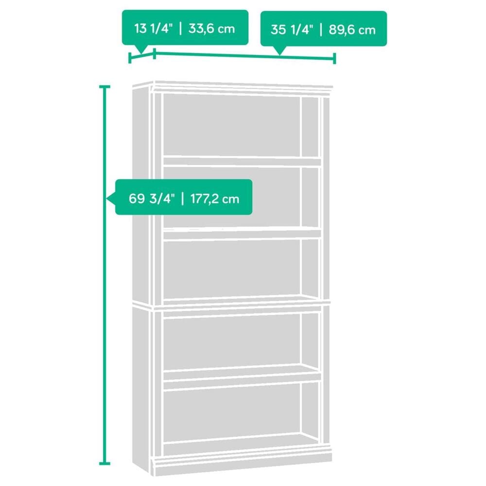 Sauder Select 5-Shelf Bookcase in Lintel Oak, , large