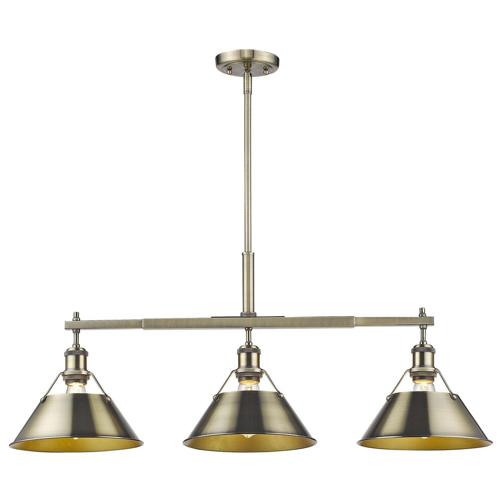 Golden Lighting Orwell 3-Light Linear Pendant in Aged Brass, , large