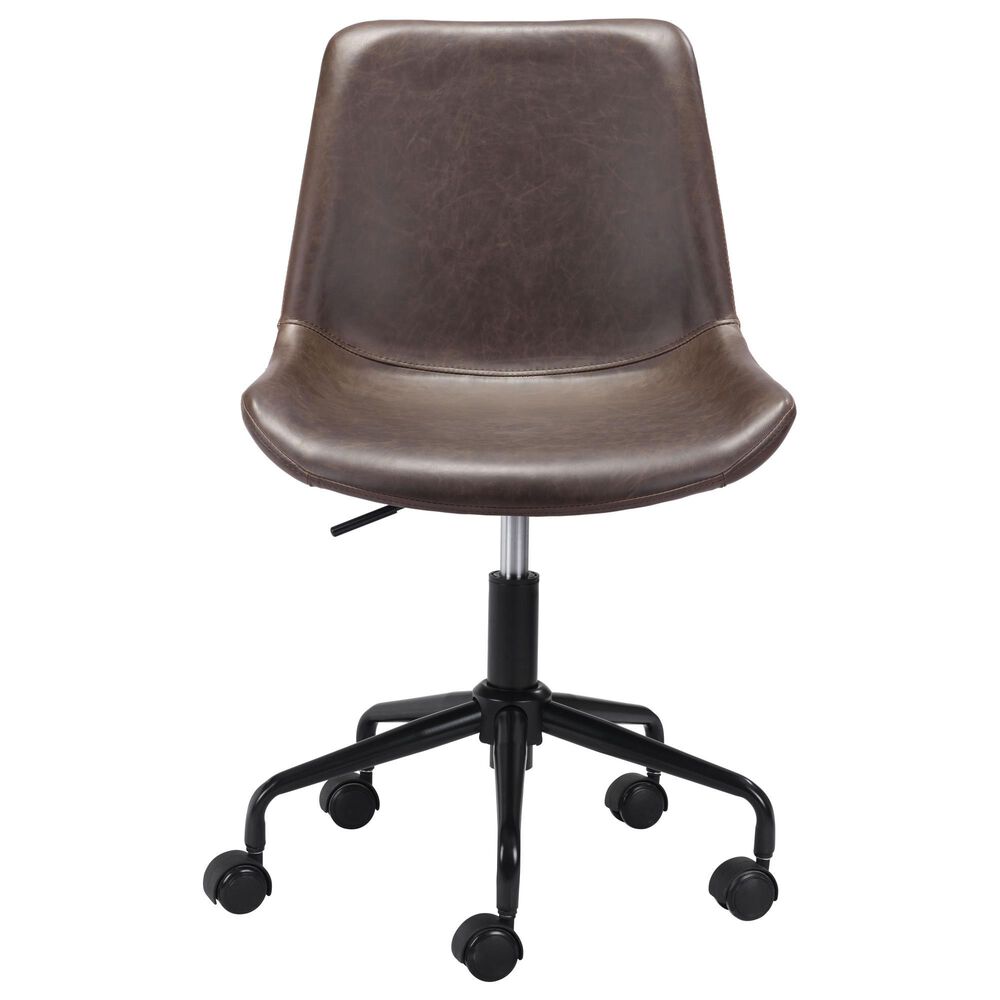 Zuo Modern Byron Office Chair in Brown and Black, , large