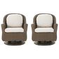 Hearth and Haven Liam Swivel Club Chair with Beige Cushion in Brown (Set of 2), , large