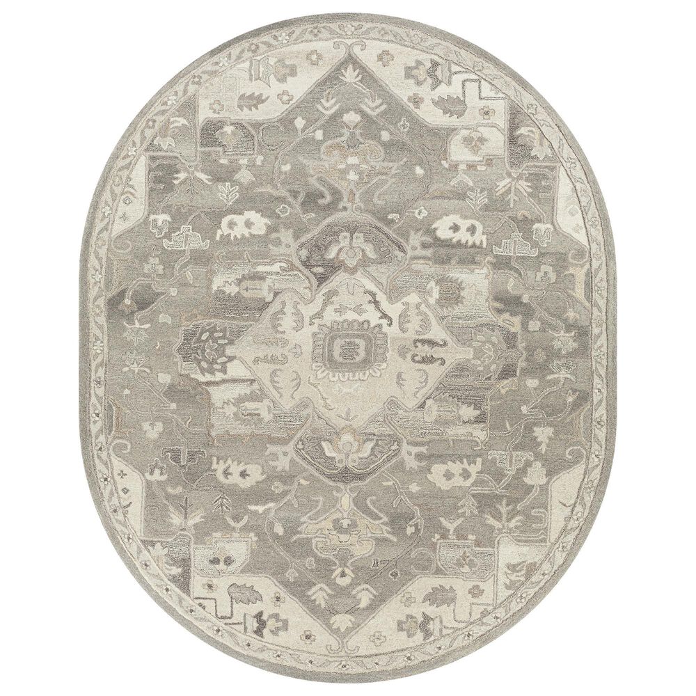 Surya Caesar 8" x 10" Oval Charcoal, Taupe, Tan, Black, Light Beige and Brown Area Rug, , large