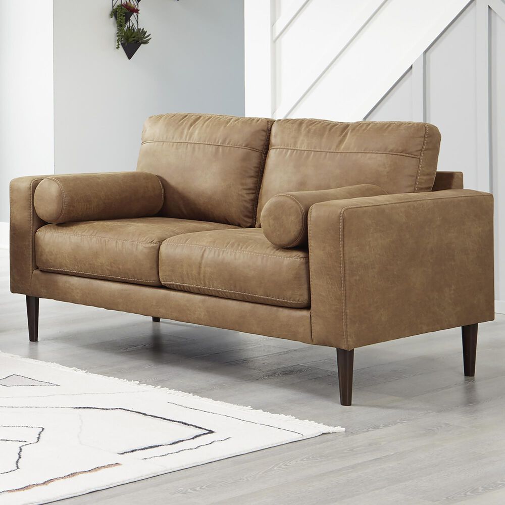 Ashley Telora Stationary Loveseat in Caramel, , large