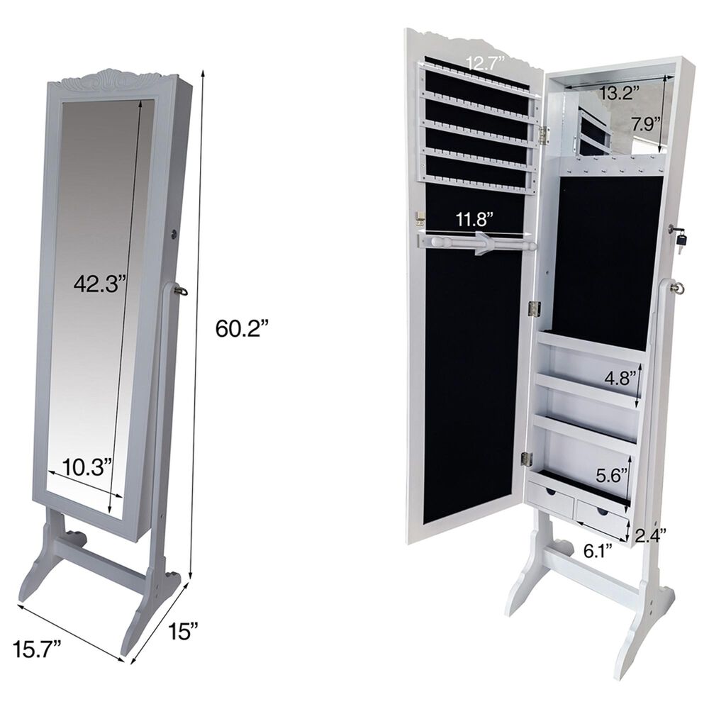 Baxton Studio Madigan Jewelry Armoire with Mirror in Black NFM