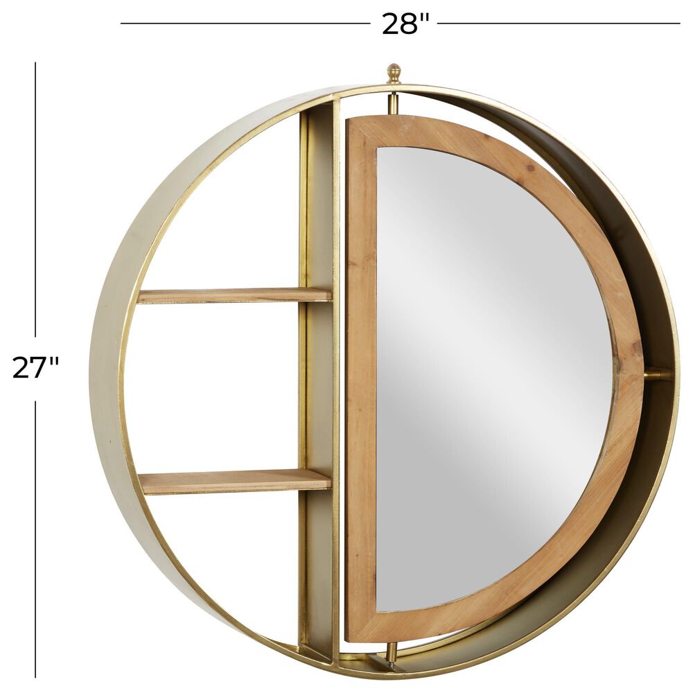 Maple and Jade 28&quot; x 27&quot; Wall Shelf in Gold, , large