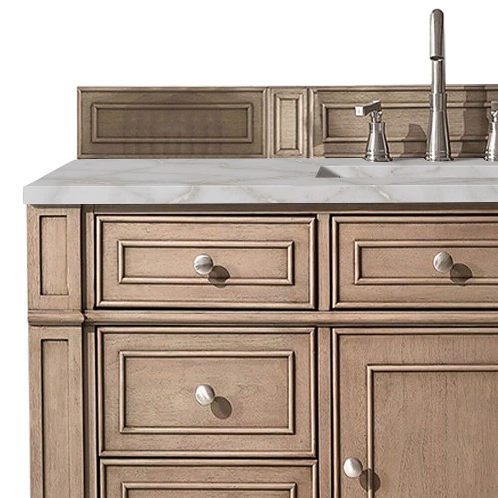 James Martin Vanities Bristol 48" Single Bathroom Vanity in Whitewashed Walnut with 3 cm Victorian Silver Quartz Top and Rectangular Sink, , large