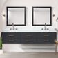 Lexora Home Castor 84" Double Bathroom Vanity in Blue with 2 cm White Carrara Marble Top, Rectangular Sinks and 36" Mirrors, , large