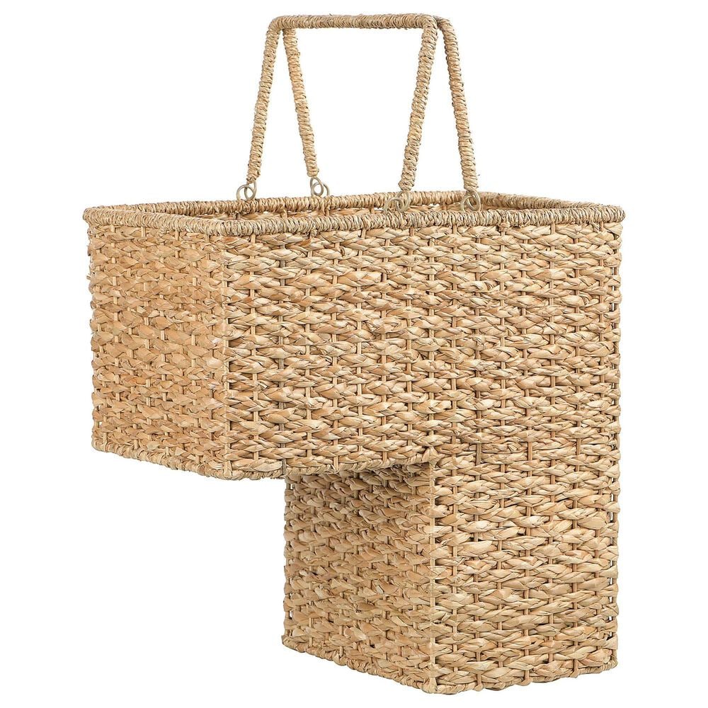 Creative Coop Woven Bankuan Stair Basket with Handles in Natural, , large