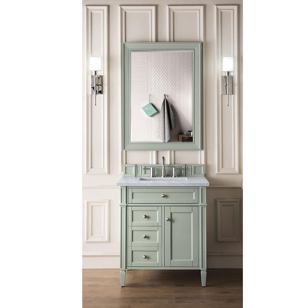 James Martin Vanities Brittany 30&quot; Single Bathroom Vanity in Sage Green with 3 cm Arctic Fall Solid Surface Top and Rectangular Sink, , large