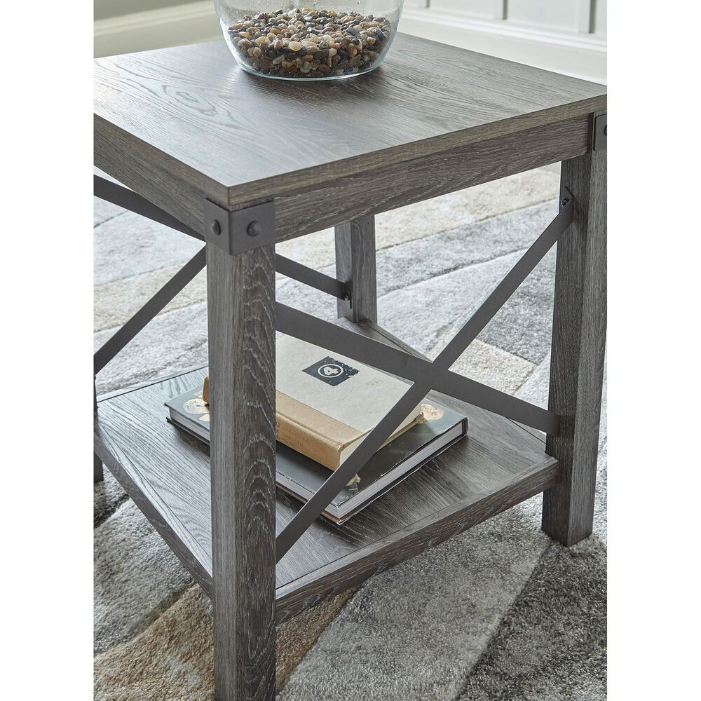 Ashley Freedan Square End Table in Grayish Brown, , large