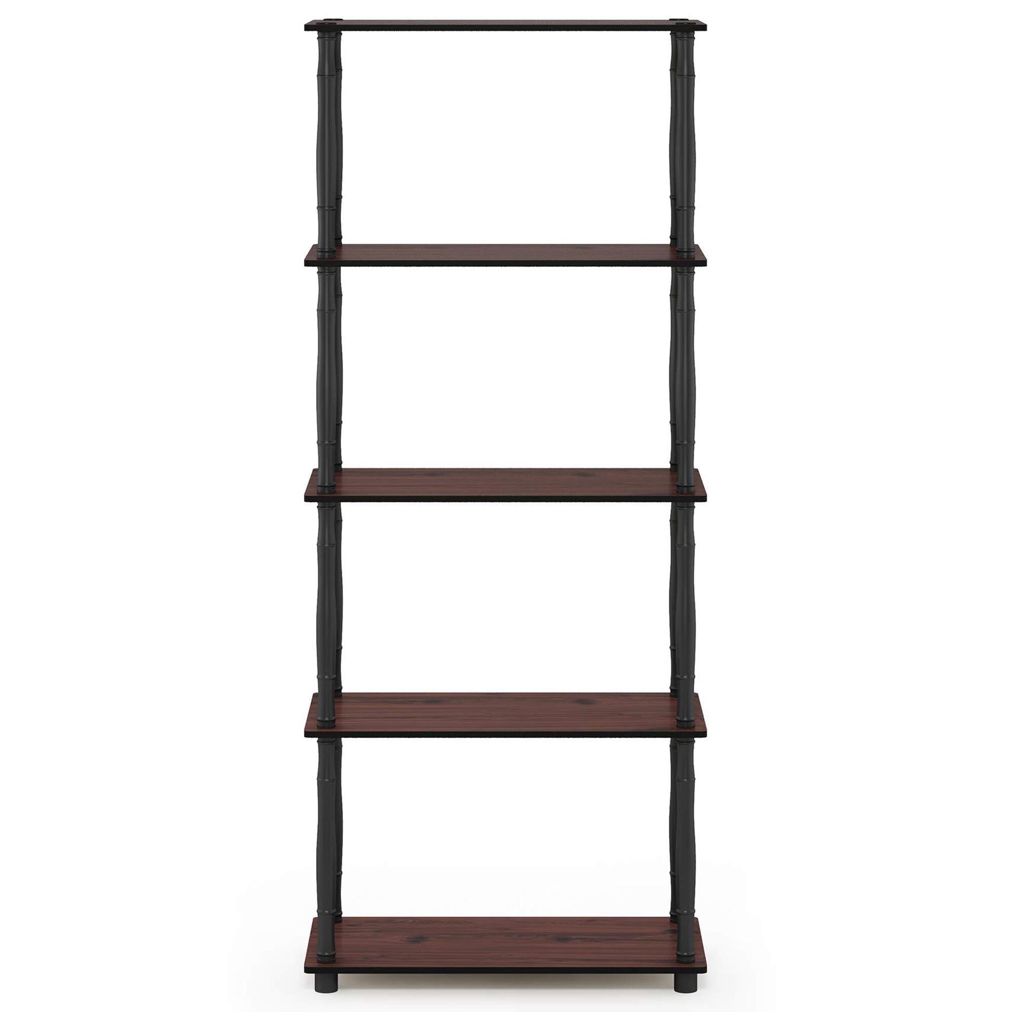 HOMLUX Turn-N-Tube 5-Tier Open Storage Bookshelf in Dark Cherry