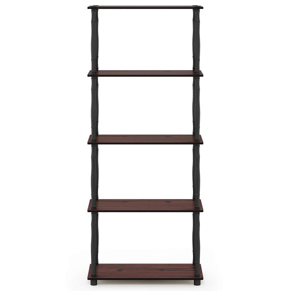 HOMLUX Turn-N-Tube 5-Tier Open Storage Bookshelf in Dark Cherry and Black, , large