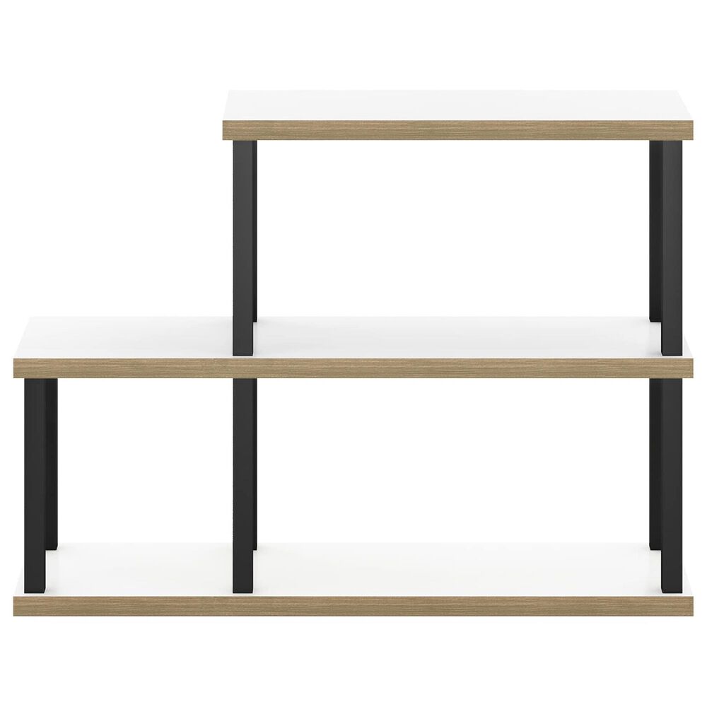 HOMLUX 3-Tier Ladder Display Bookshelf in White and Black, , large